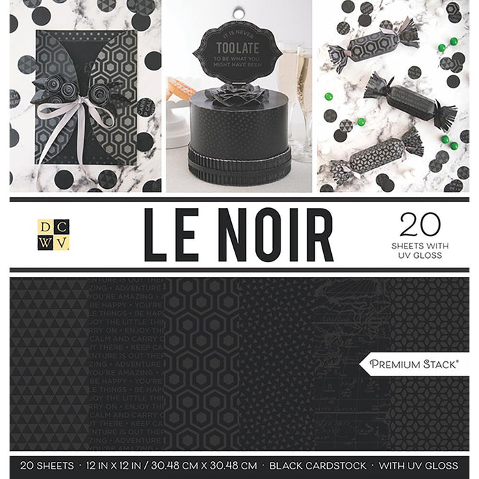 DCWV Single-Sided Cardstock Stack 12"X12" 20/Pkg - Le Noir