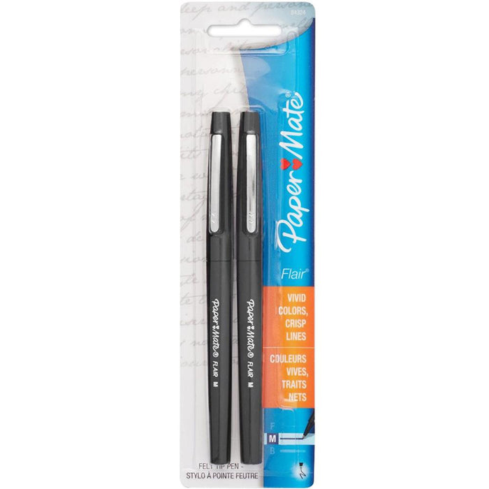 Paper Mate Flair Medium Felt Tip 2/Pkg-Black