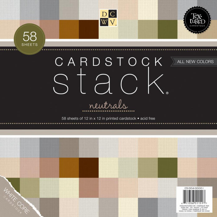 DCWV Single-Sided Cardstock Stack 12"X12" 58/Pkg - Neutrals