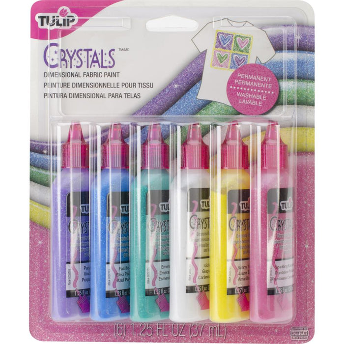 Tulip Dimensional Fabric Paints 1.25oz 6/Pkg - Crystals
