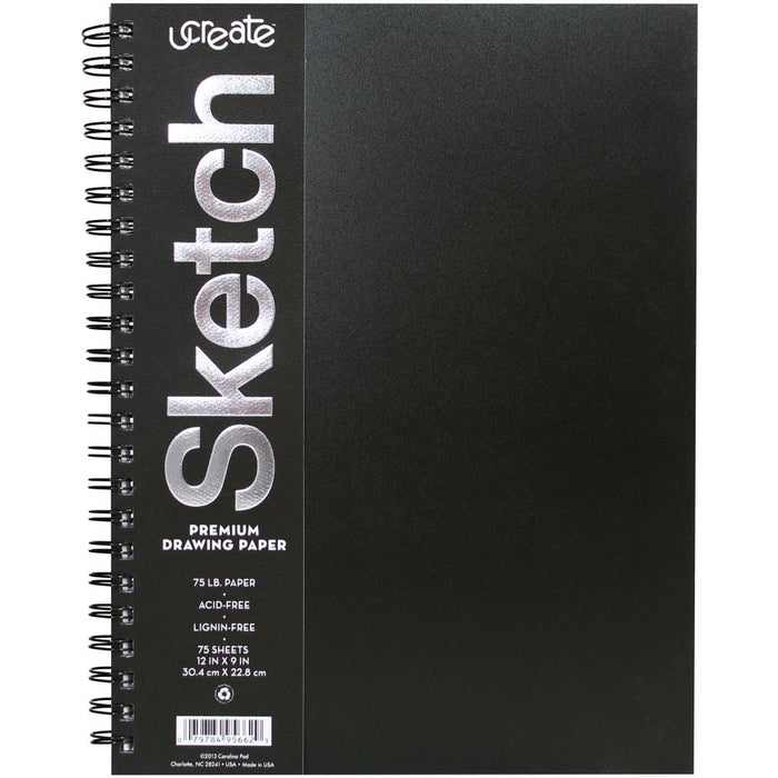 U-Create Sketch Book - Premium Drawing Paper 12"X9" - 75 Sheets