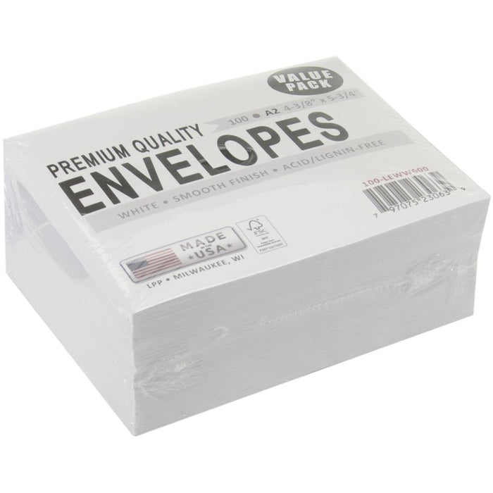Leader A2 Envelopes (4.375"X5.75") 100/Pkg - Smooth White - Acid free - Value Pack