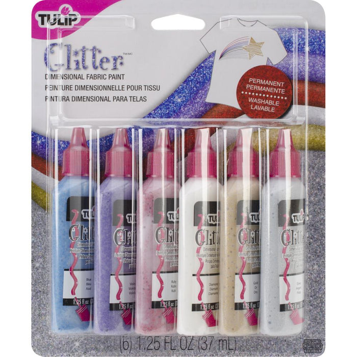 Tulip Dimensional Fabric Paints 1.25oz 6/Pkg - Glitter