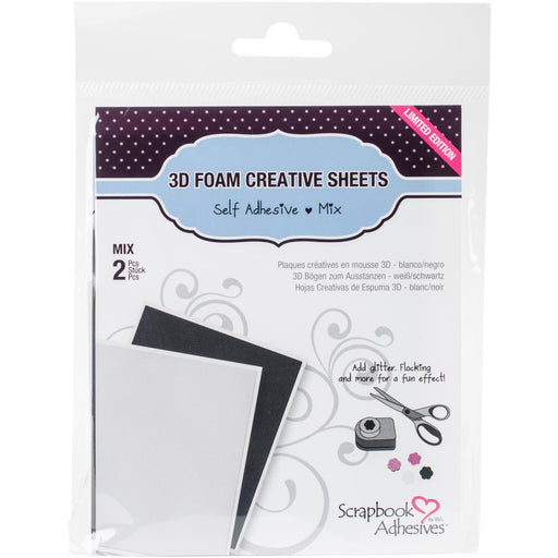 Scrapbook Adhesives - 3D Foam Creative Sheets 2/Pkg - 1 Black/1 White