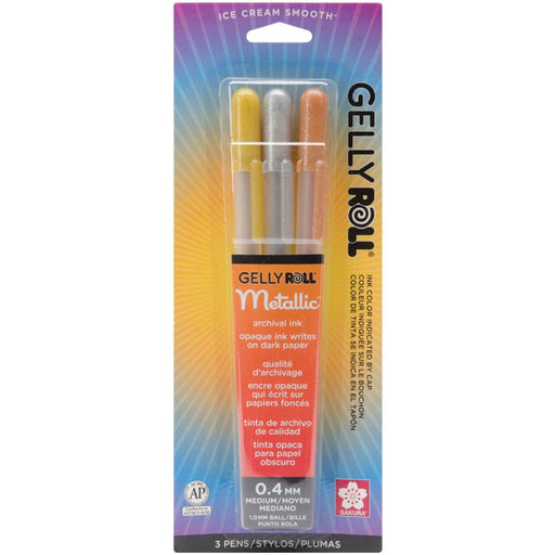 Gelly Roll - Metallic Medium Point Pens 3/Pkg - Gold, Silver and Copper