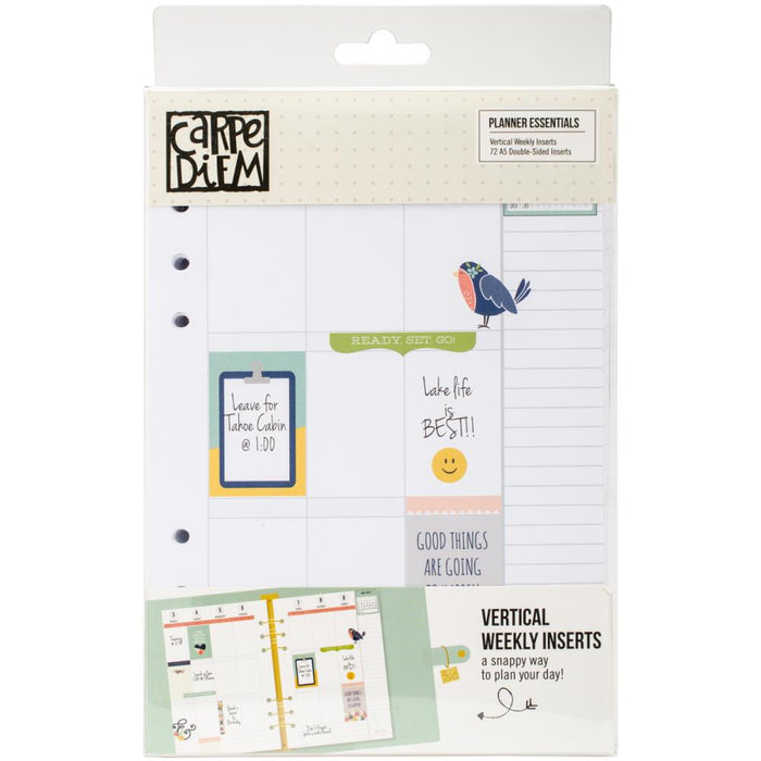 Carpe Diem - Planner Essentials Double-Sided A5 Inserts 72/Pkg - Weekly Vertical