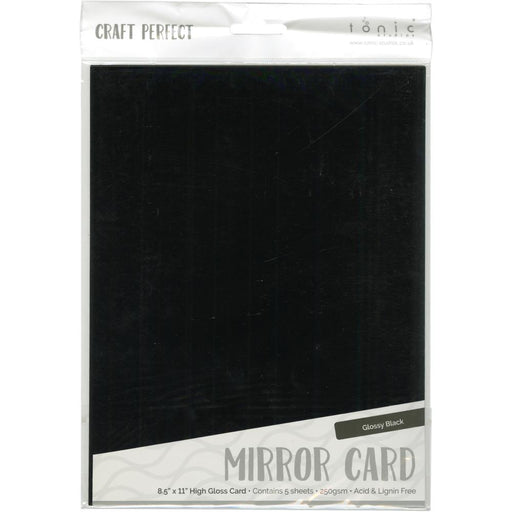 Craft Perfect - Mirror Cardstock - 8.5"X11" 5/Pkg - Glossy Black