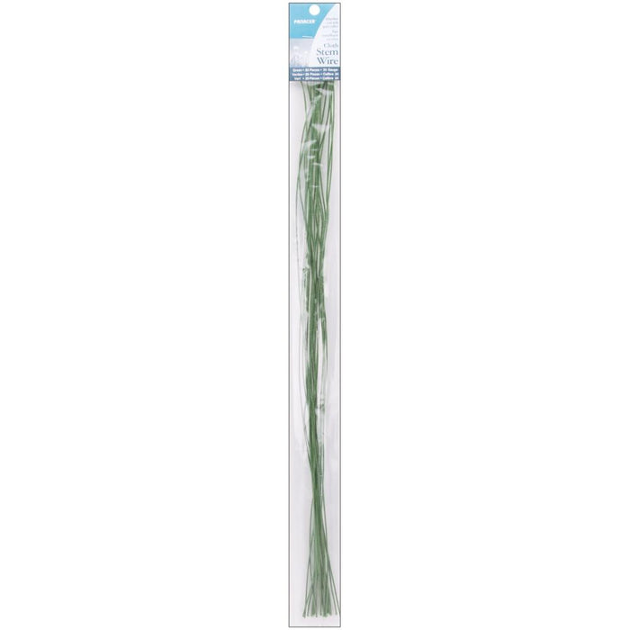 Panacea Cloth Covered Stem Wire 24 Gauge 18" 20/Pkg - Green