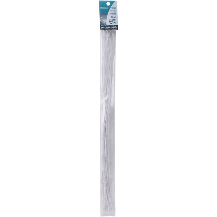 Panacea Cloth Covered Stem Wire 24 Gauge 18" 20/Pkg - White