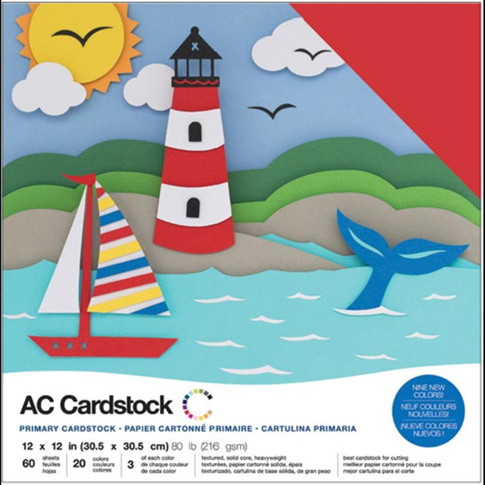 American Crafts Variety Cardstock Pack 12"X12" 60/Pkg Primaries