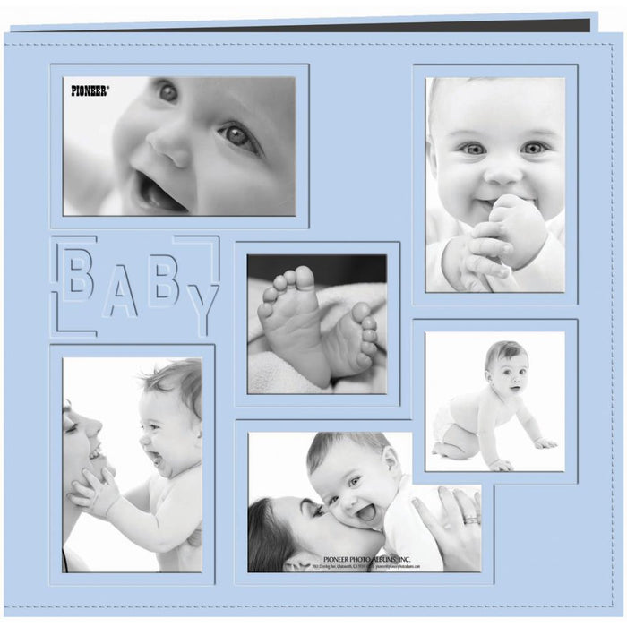 Pioneer Embossed Collage Frame Post Bound Album 12"X12"- BABY BLUE