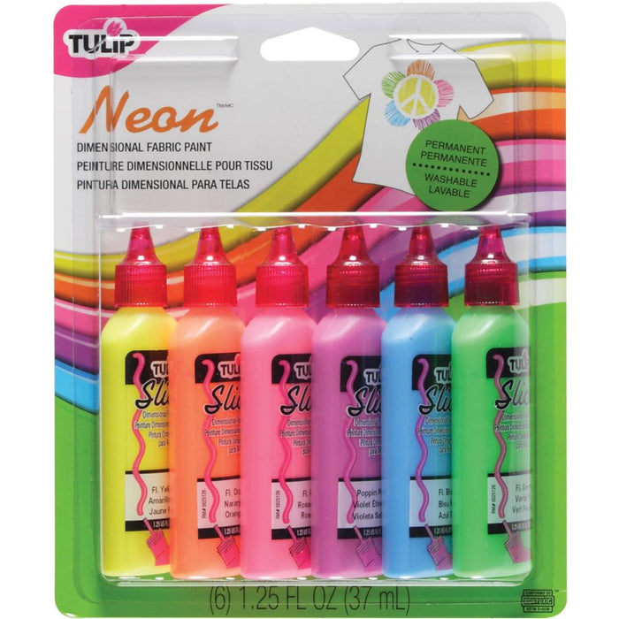Tulip Dimensional Fabric Paints 1.25oz 6/Pkg - Neon Colors