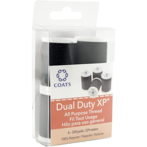 Coats - Dual Duty XP All Purpose Thread - Black (4spools)