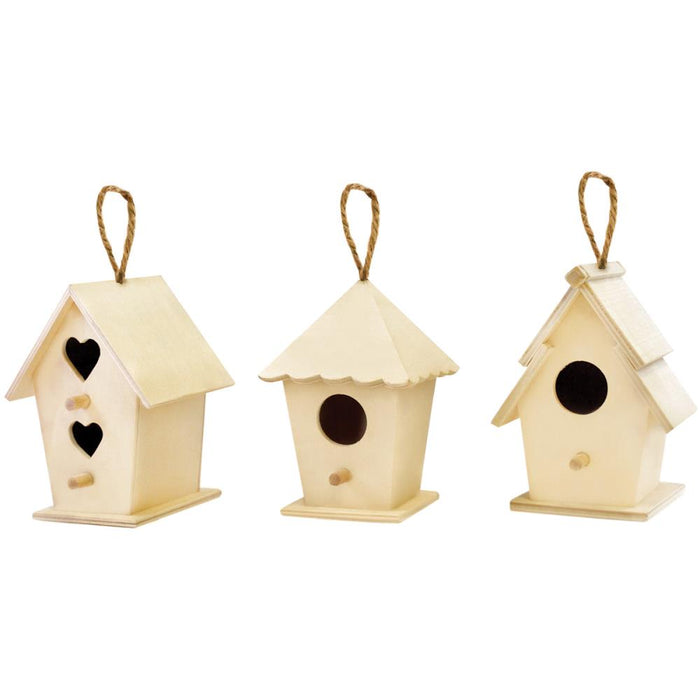 Wood Craft 4" Birdhouses w/Jute Cord -SCOTCH