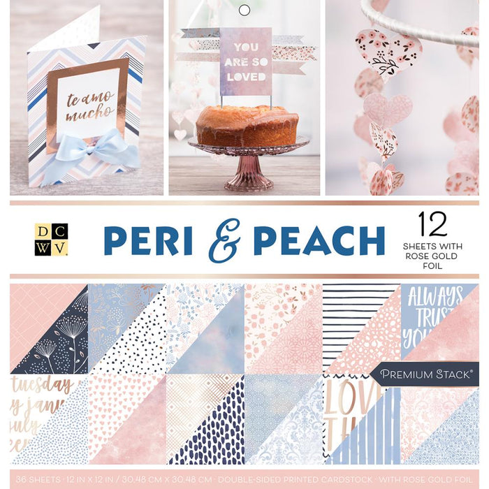DCWV Double-Sided Cardstock Stack 12"X12" 36/Pkg-Peri & Peach, 18 Designs/2 Each