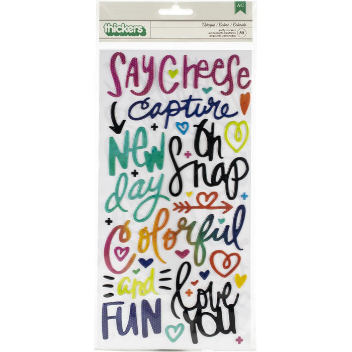 American Crafts - Vicki Boutin Color Kaleidoscope Thickers 5.5"x11" 89/Pkg - Colorful Phrase/Puffy