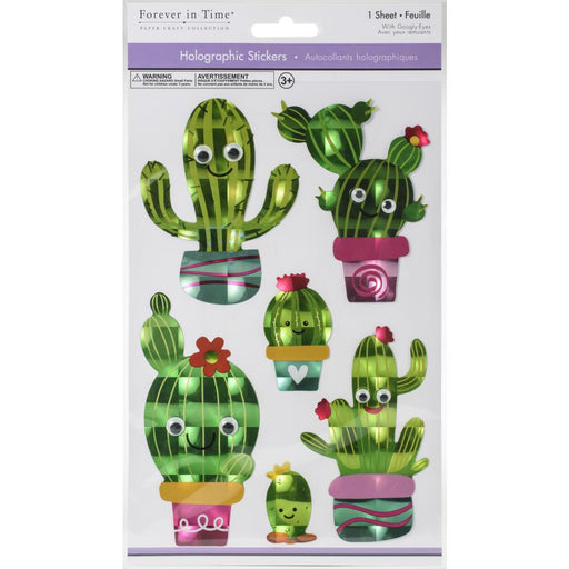Multicraft Imports - Holographic Stickers - Cactus W/Googly Eyes