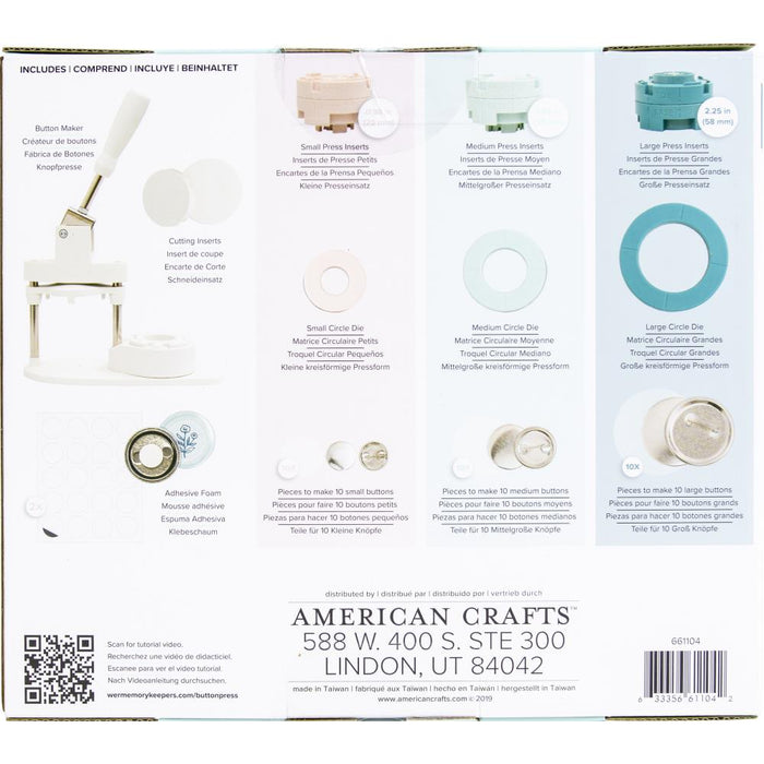 We R Memory Keepers Button Press All-in-One Kit - Small, Medium and Large Inserts