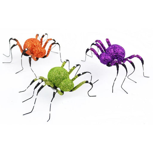 Midwest Design - Glitter Spider 4.75" - Orange/Lime/Purple