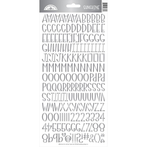 Doodlebug - Sunshine Cardstock Alpha Stickers 6"x13" - Silver Foil