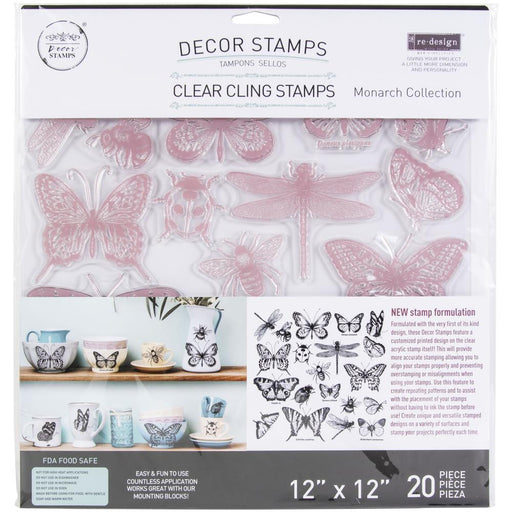 Prima Marketing Re-Design Decor Clear Cling Stamps 12"X12"-Monarch Collection