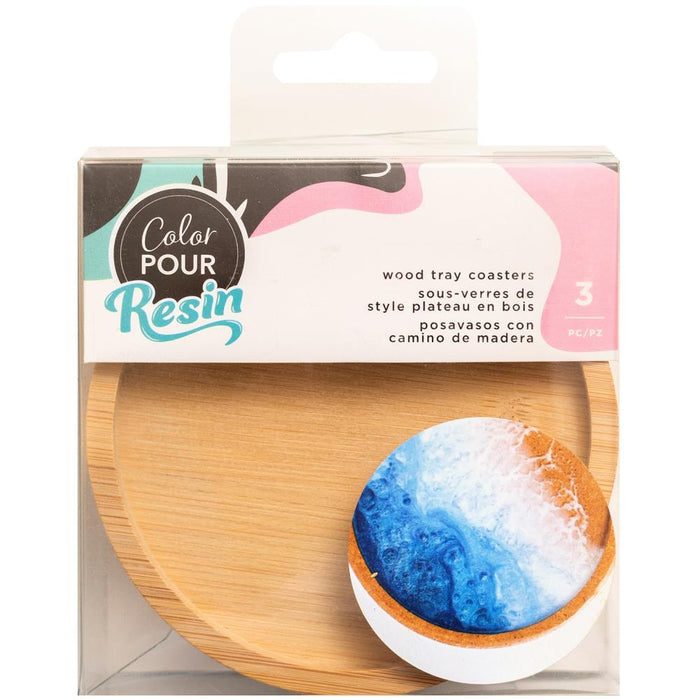 American Crafts Color Pour Resin Coasters 3/Pkg-Tray