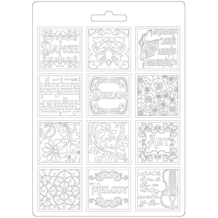 Stamperia - Soft Maxi Mould 8.5"x11.5" - Patchwork Music, Passion