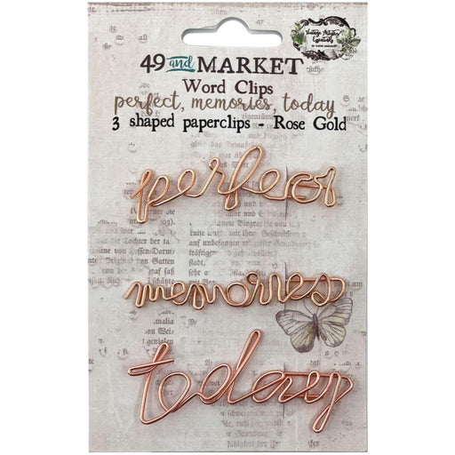49 And Market - Foundations Word Paperclips 3/Pkg - Perfect, Memories & Today - Rose Gold