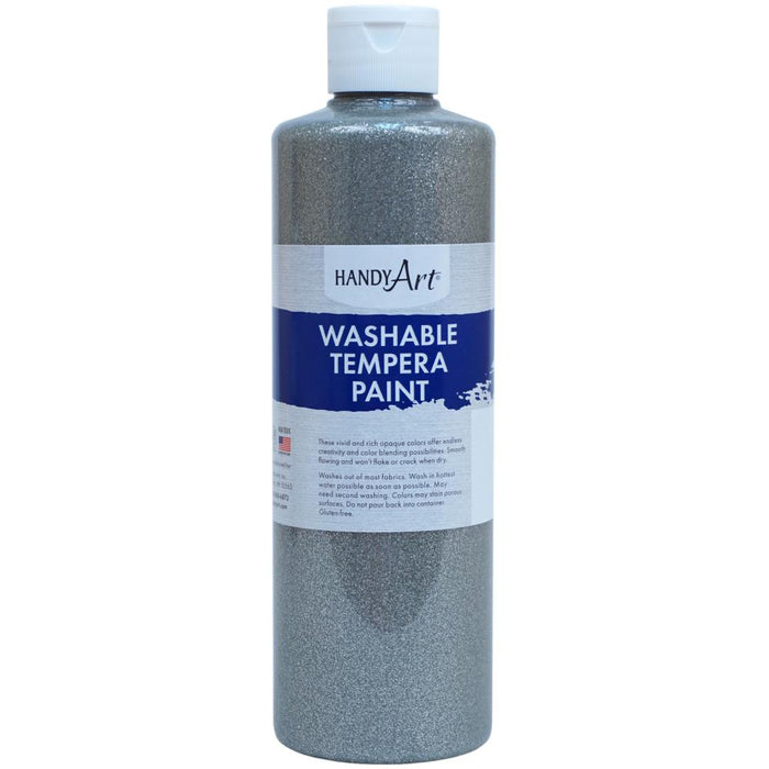 Handy Art - Glitter Washable Tempera Paint - 473ml - Silver