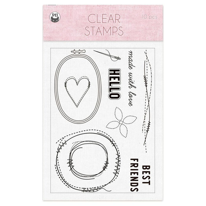 P13 - Photopolymer Stamps 10/Pkg - Stitched With Love