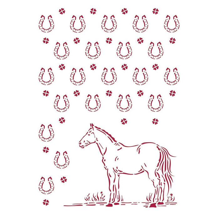 Stamperia - Stencil G 8.27"x11.69" - Horseshoes - Romantic Horses