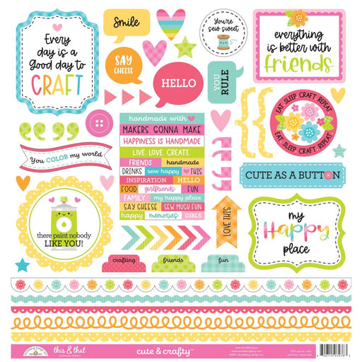 Doodlebug - This & That Cardstock Stickers 12"x12" - Cute & Crafty