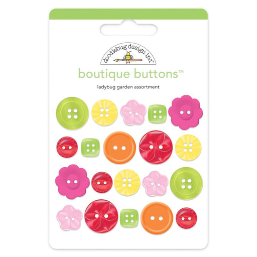 Doodlebug - Boutique Buttons 20/Pkg - Ladybug Garden
