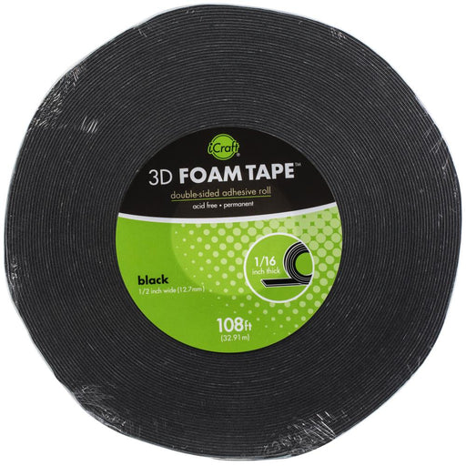 Thermoweb - iCraft - 3D Foam Tape Jumbo Roll- Black - 32.91m