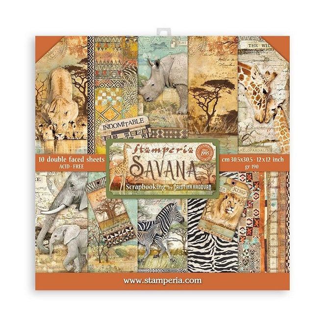 Stamperia Double-Sided Paper Pad 12"X12" 10/Pkg Savana, 10 Designs/1 Each
