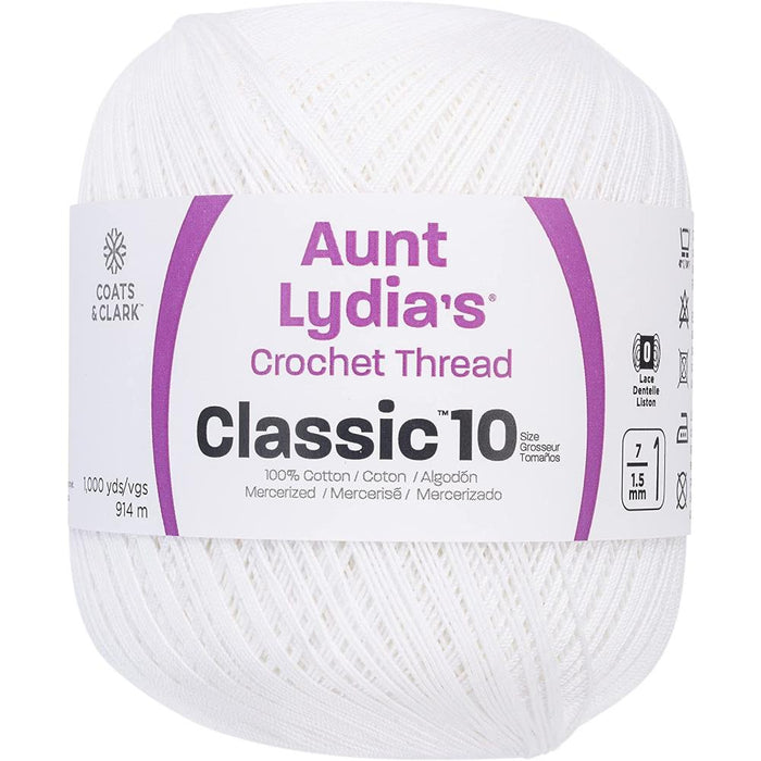 Aunt Lydia's Classic Crochet Thread Size 10-White