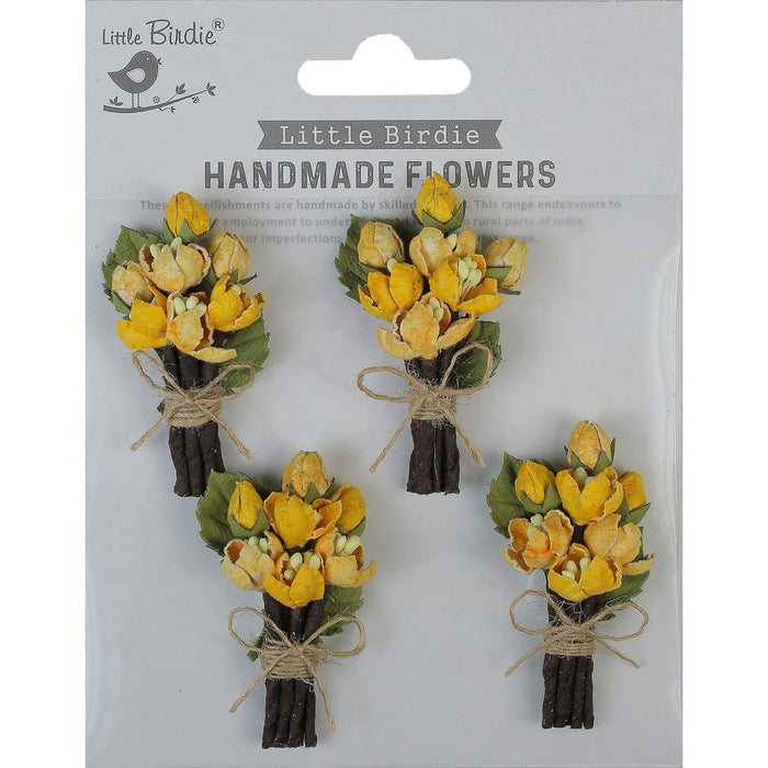 Little Birdie - Jubilee Paper Flowers 4/Pkg Honey Apricot
