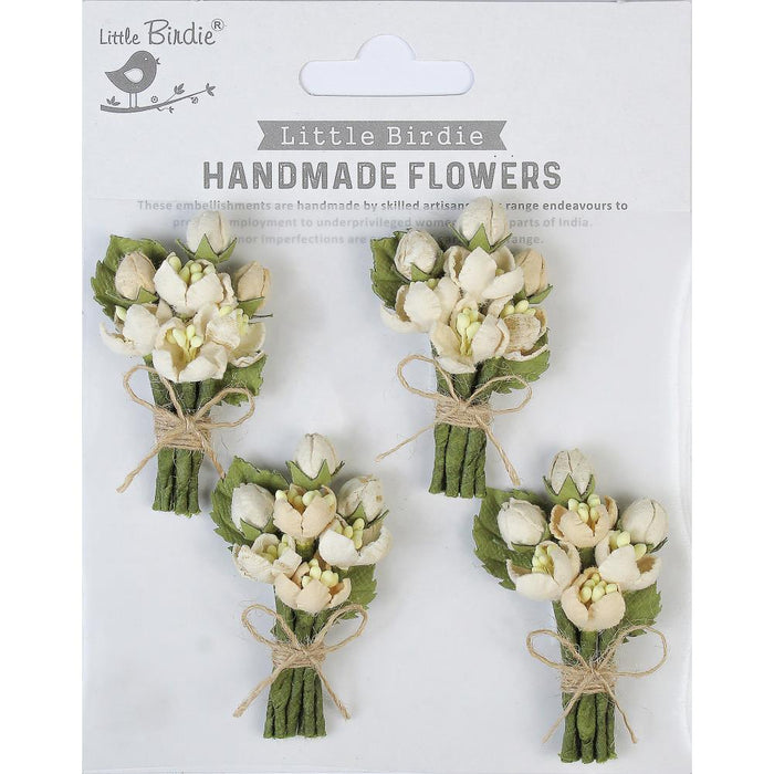 Little Birdie - Jubilee Paper Flowers 4/Pkg Ivory Pearl