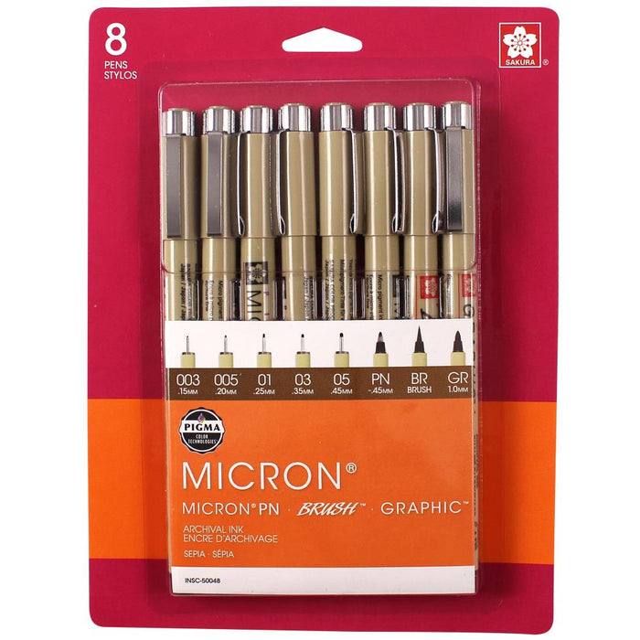 Sakura Pigma Pens 8/Pkg - Sepia