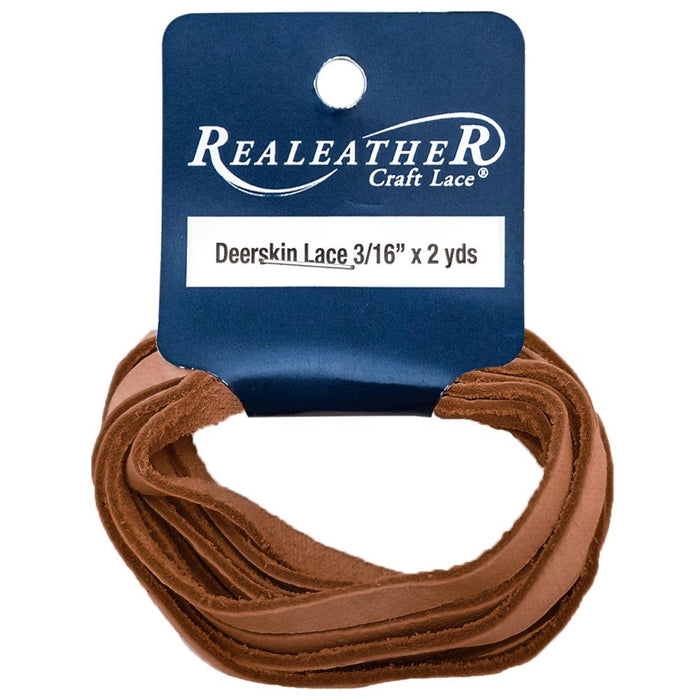 Realeather® Crafts Deerskin Lace 3/16"X2yd Packaged Saddle Tan