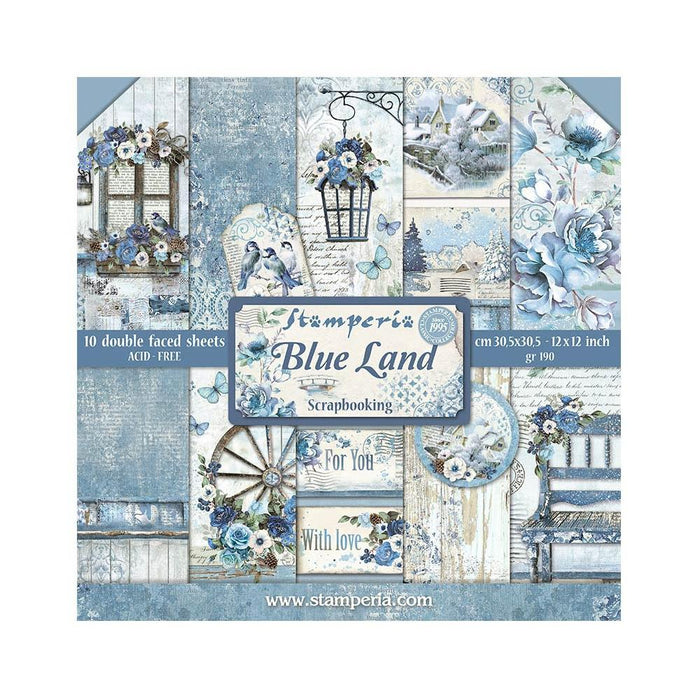 Stamperia Double-Sided Paper Pad 12"X12" 10/Pkg Blue Land, 10 Designs/1 Each