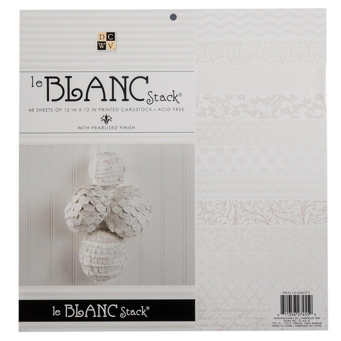 DCWV Single-Sided Cardstock Stack 12"X12" 48/Pkg - Le Blanc