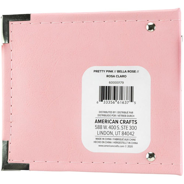 We R Memory Keepers - Classic Leather D-Ring Album 4"X4" - Pretty Pink