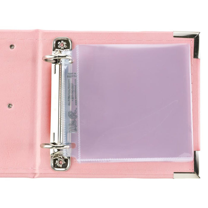 We R Memory Keepers - Classic Leather D-Ring Album 4"X4" - Pretty Pink
