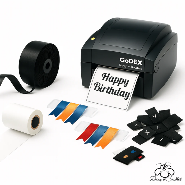 Godex G500 - Thermal Printer - Ribbon & Label Printer - Starter Laundry Textile Machine Bundle - Black