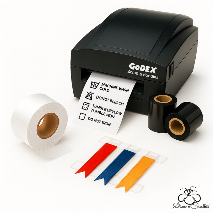 Godex G500 - Thermal Printer - Ribbon & Label Printer - Starter Laundry Textile Machine Bundle - White