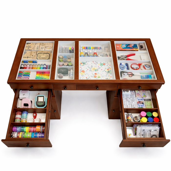 Doodles - Not Too Shabby - Crafter's Desk, See Through Top, Walnut