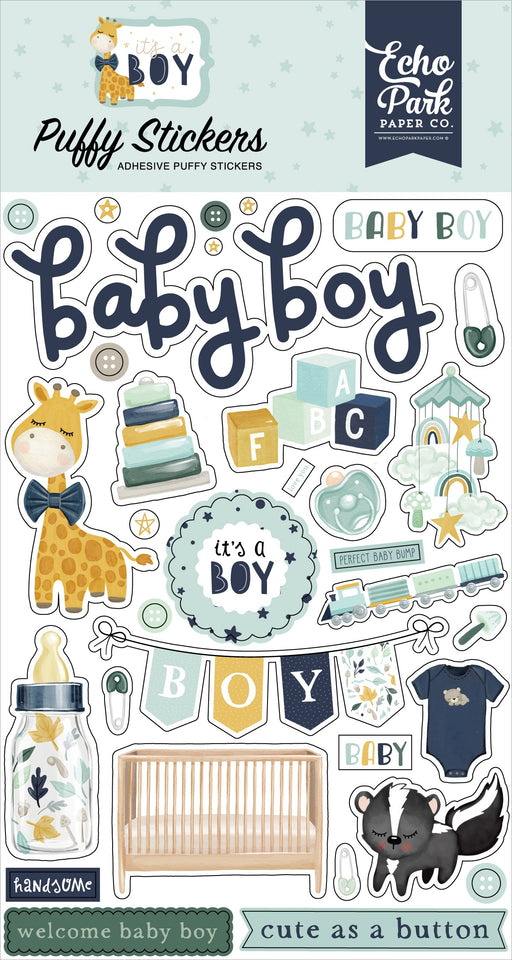 It's A Boy Puffy Stickers-