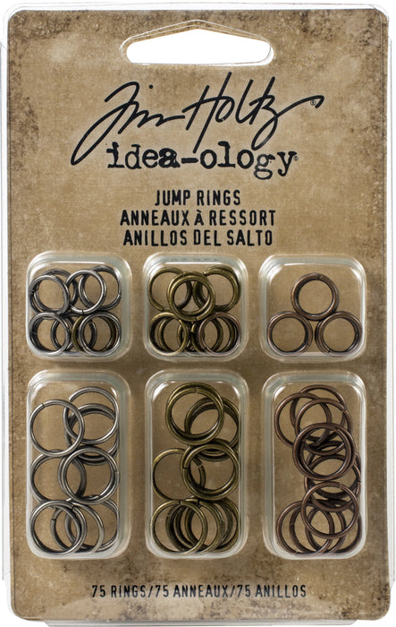 Idea-Ology Metal Jump Rings 8mm & 10mm 75/Pkg-Antique Nickel, Brass & Copper