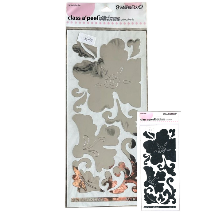 Stampendous - Class a peel sticker - Scrollwork Flowers - Mirror Silver